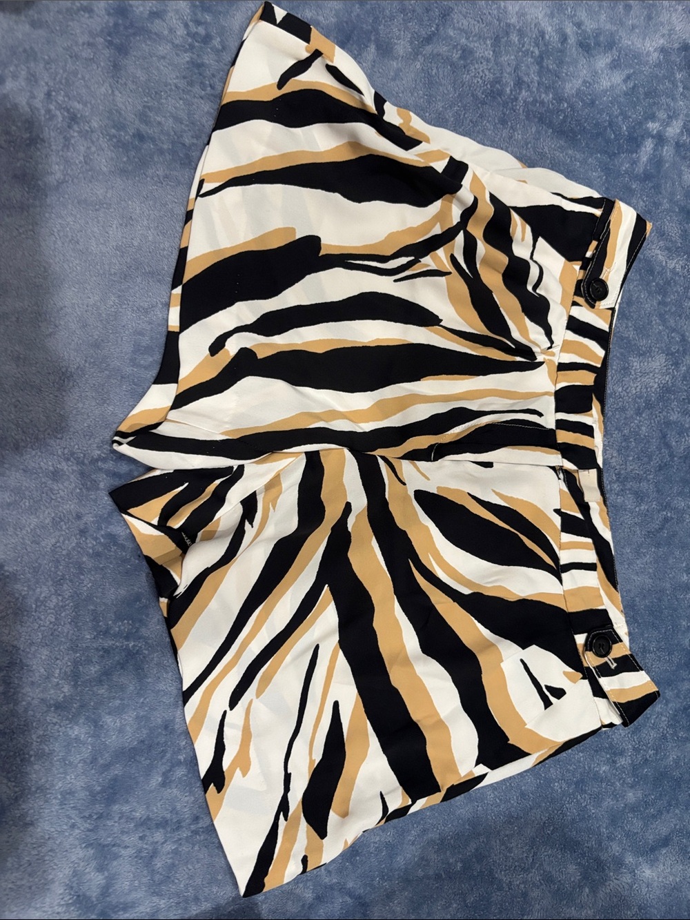 LOFT Zebra-Stripe Shorts in Black, White & Tan